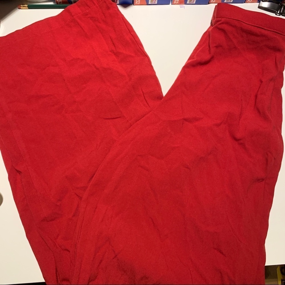 Red boohoo flare pants